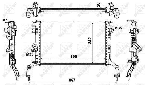 Radiateur moteur (Radiateur de refroidissement) NRF B.V. 53967