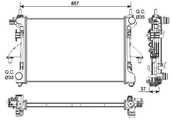 Radiador, refrigeración del motor NRF B.V. ref. 54202