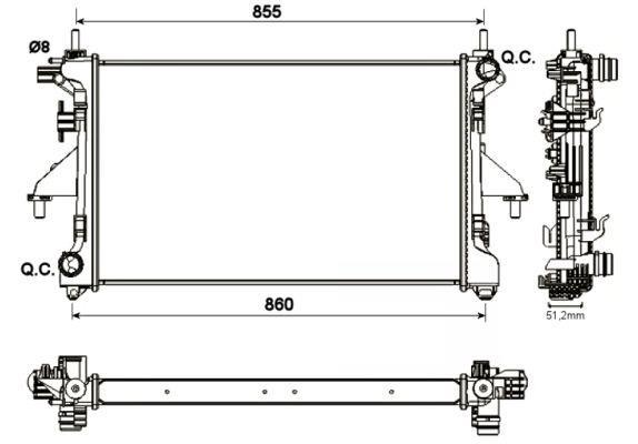 Radiador, refrigeración del motor NRF B.V. ref. 54204
