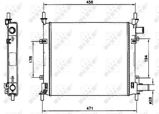 Radiador, refrigeración del motor NRF B.V. ref. 54601