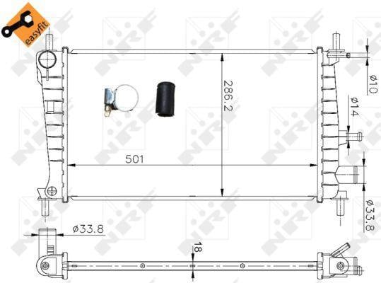 Radiador, refrigeración del motor NRF B.V. ref. 54666