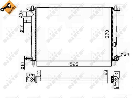 Radiateur moteur (Radiateur de refroidissement) NRF B.V. ref. 54667
