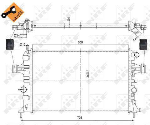 Radiador, refrigeración del motor NRF B.V. ref. 54668