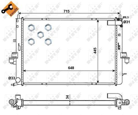 Radiateur moteur (Radiateur de refroidissement) NRF B.V. ref. 55319