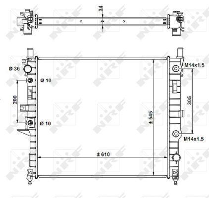 Radiador, refrigeración del motor NRF B.V. ref. 55334