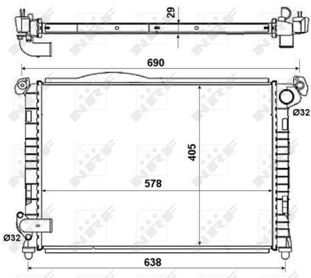 Radiador, refrigeración del motor NRF B.V. ref. 55338