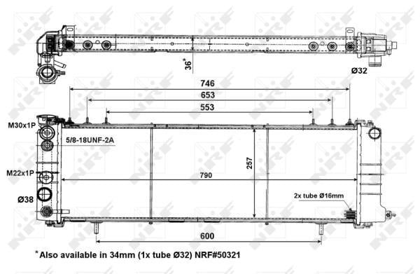 Radiateur moteur (Radiateur de refroidissement) NRF B.V. ref. 56059