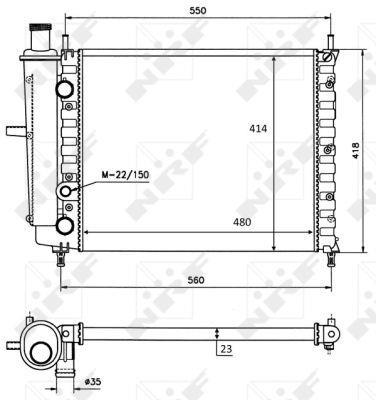 Radiador, refrigeración del motor NRF B.V. ref. 58016