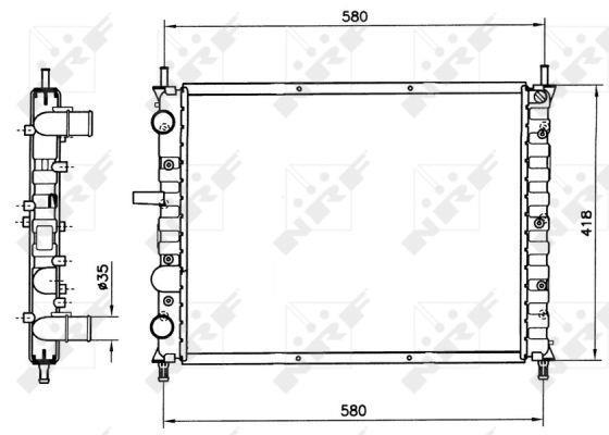 Radiador, refrigeración del motor NRF B.V. ref. 58017
