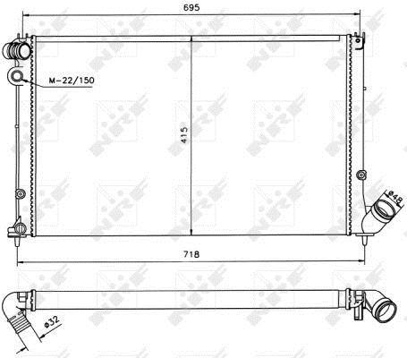 Radiador, refrigeración del motor NRF B.V. ref. 58022