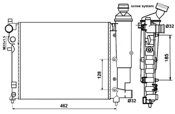 Radiador, refrigeración del motor NRF B.V. ref. 58067