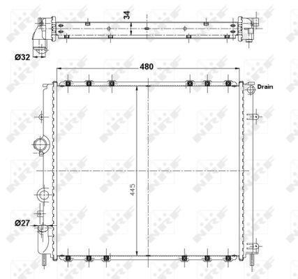 Radiador, refrigeración del motor NRF B.V. ref. 58075