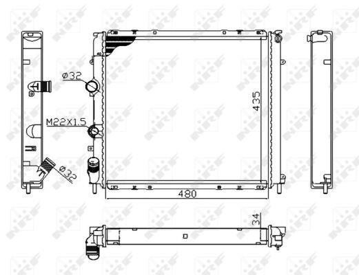 Radiador, refrigeración del motor NRF B.V. ref. 58075A