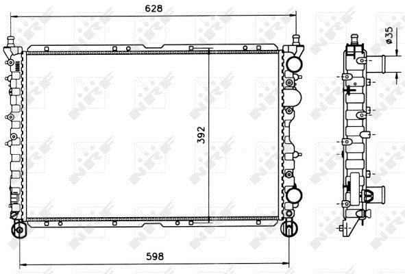 Radiador, refrigeración del motor NRF B.V. ref. 58085