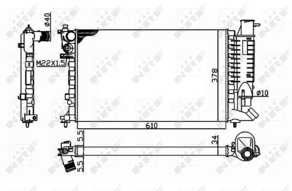Radiateur moteur (Radiateur de refroidissement) NRF B.V. ref. 58092