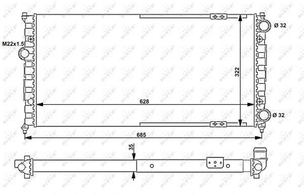 Radiateur moteur (Radiateur de refroidissement) NRF B.V. ref. 58095