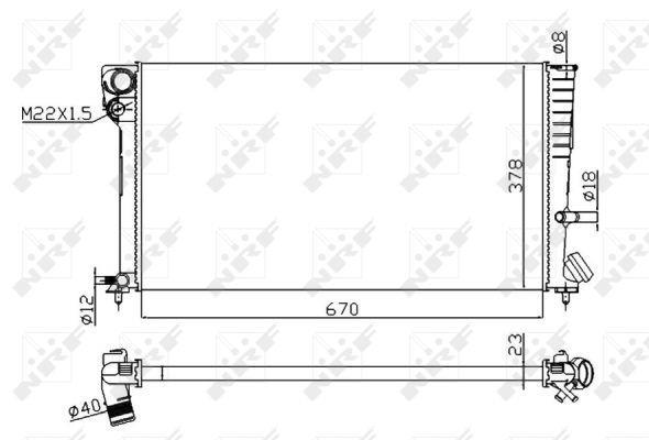 Radiador, refrigeración del motor NRF B.V. ref. 58101A