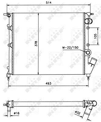 Radiador, refrigeración del motor NRF B.V. ref. 58105