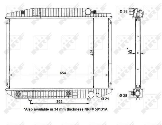 Radiador, refrigeración del motor NRF B.V. ref. 58131