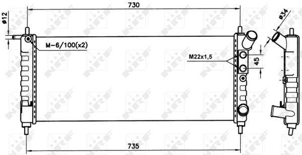 Radiador, refrigeración del motor NRF B.V. ref. 58154
