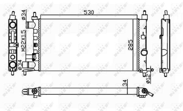 Radiador, refrigeración del motor NRF B.V. ref. 58155