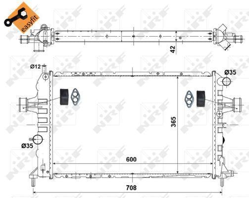 Radiador, refrigeración del motor NRF B.V. ref. 58177