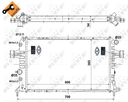 Radiador, refrigeración del motor NRF B.V. ref. 58178