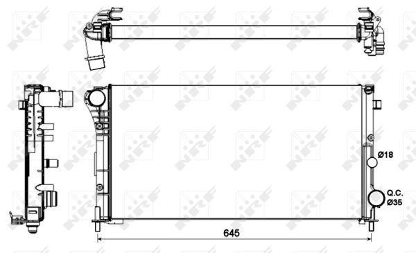 Radiador, refrigeración del motor NRF B.V. ref. 58185