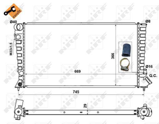 Radiador, refrigeración del motor NRF B.V. ref. 58189