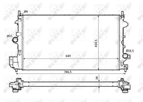 Radiador, refrigeración del motor NRF B.V. ref. 58204
