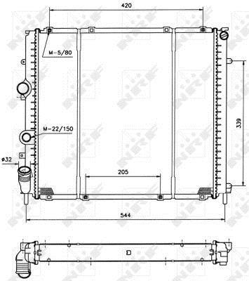 Radiador, refrigeración del motor NRF B.V. ref. 58209