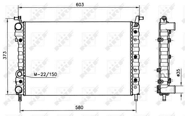 Radiador, refrigeración del motor NRF B.V. ref. 58221