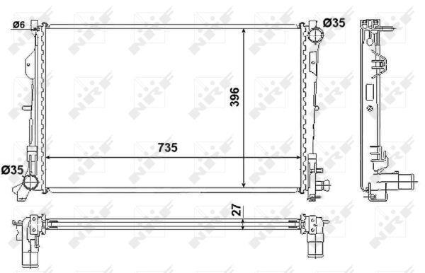 Radiador, refrigeración del motor NRF B.V. ref. 58230
