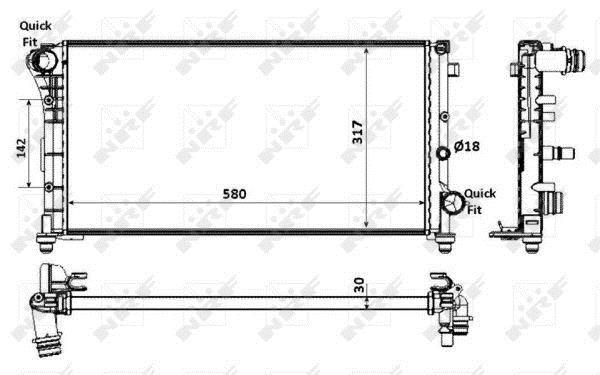 Radiador, refrigeración del motor NRF B.V. ref. 58237