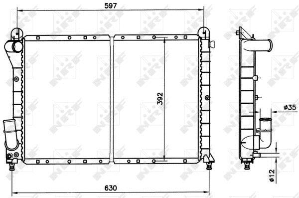 Radiador, refrigeración del motor NRF B.V. ref. 58241