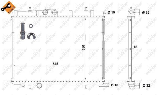Radiador, refrigeración del motor NRF B.V. ref. 58267