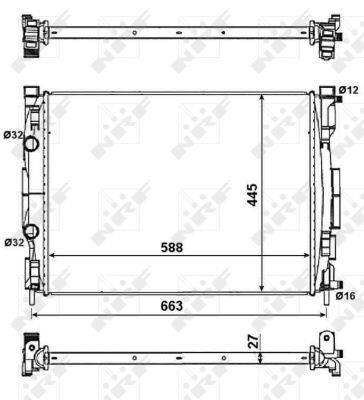 Radiador, refrigeración del motor NRF B.V. ref. 58329