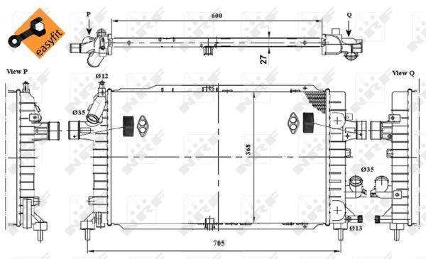 Radiador, refrigeración del motor NRF B.V. ref. 58340