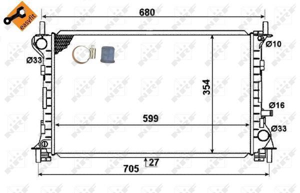 Radiador, refrigeración del motor NRF B.V. ref. 58375