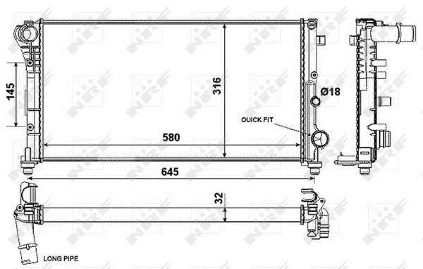Radiador, refrigeración del motor NRF B.V. ref. 58376