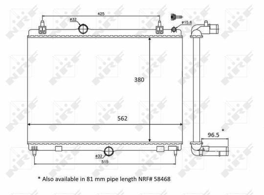 Radiador, refrigeración del motor NRF B.V. ref. 58399