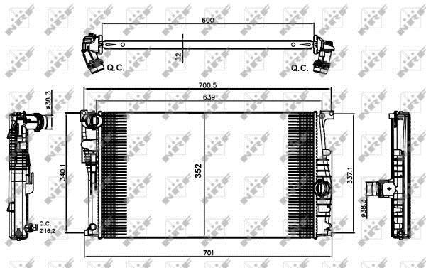 Radiador, refrigeración del motor NRF B.V. ref. 58411
