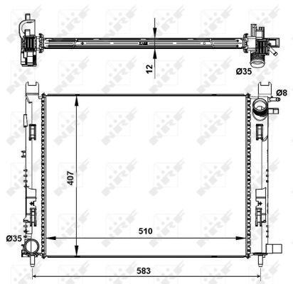 Radiador, refrigeración del motor NRF B.V. ref. 58444