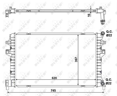 Radiador, refrigeración del motor NRF B.V. ref. 58471