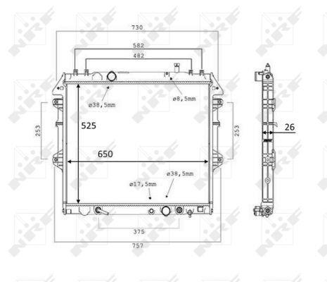 Radiador, refrigeración del motor NRF B.V. ref. 58534