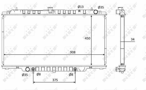 Radiador, refrigeración del motor NRF B.V. ref. 58548