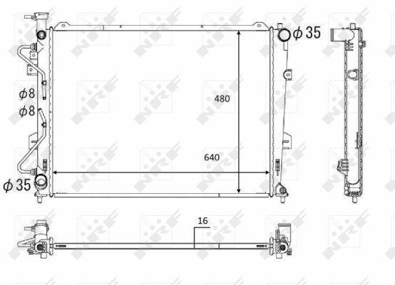 Radiador, refrigeración del motor NRF B.V. ref. 58554