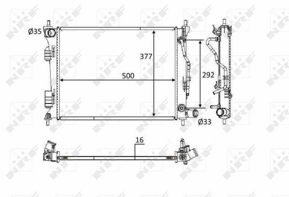 Radiador, refrigeración del motor NRF B.V. ref. 58556