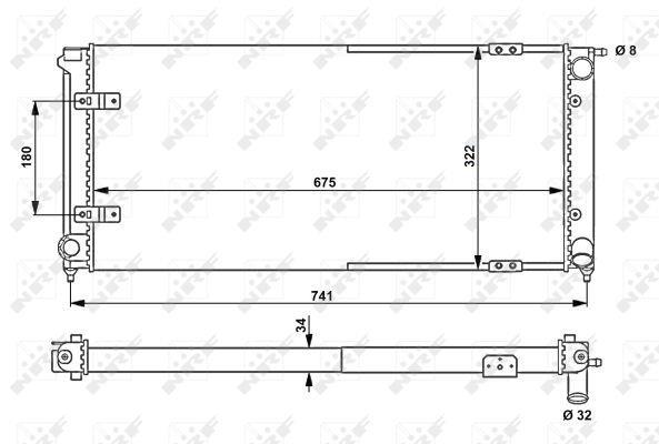 Radiador, refrigeración del motor NRF B.V. ref. 58712