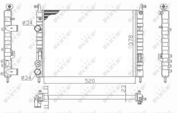 Radiador, refrigeración del motor NRF B.V. ref. 58726